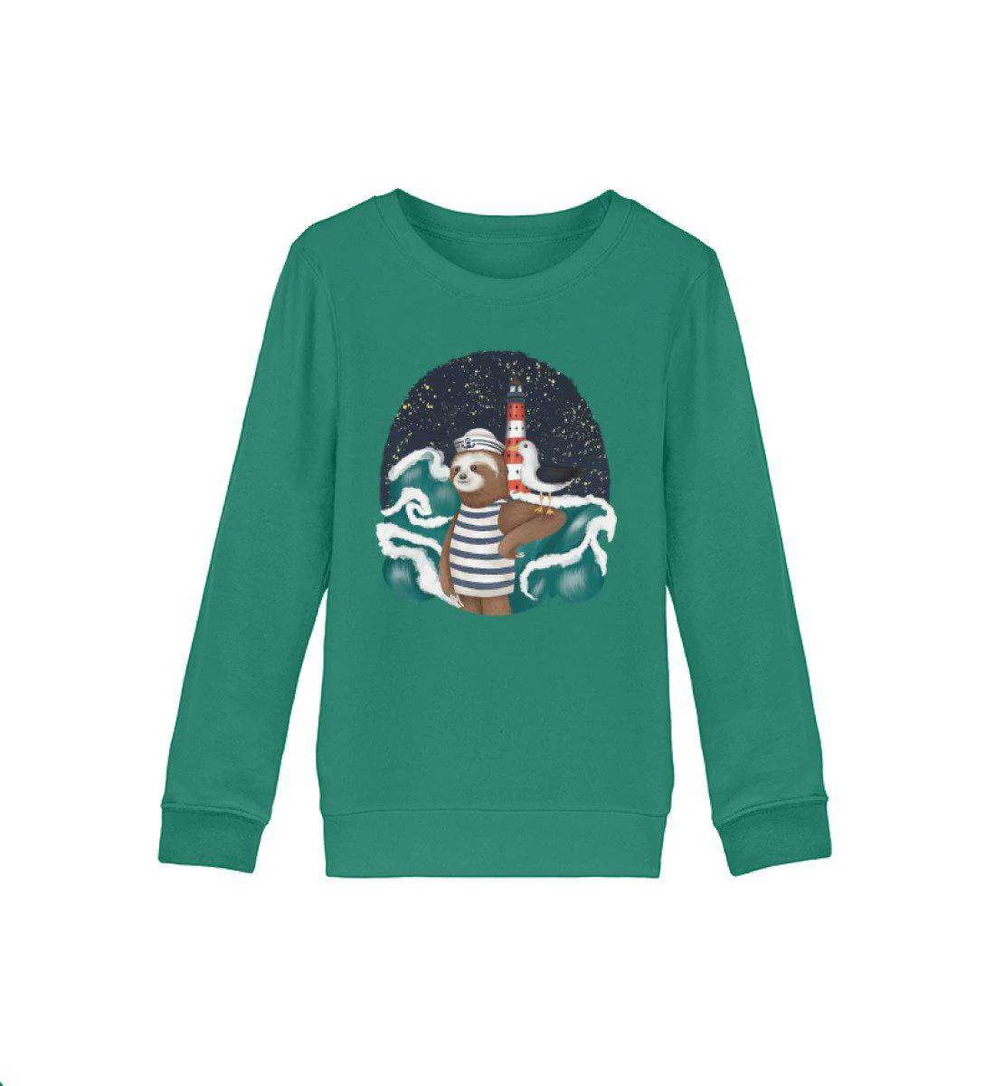 Faultier Möwe im Sturm · Kinder Premium Bio Sweatshirt - Image 3