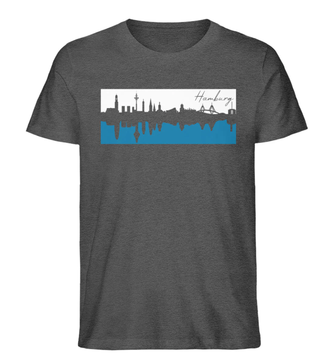 Hamburg Skyline Blau Weiss · Herren Premium Bio T-Shirt - Image 3