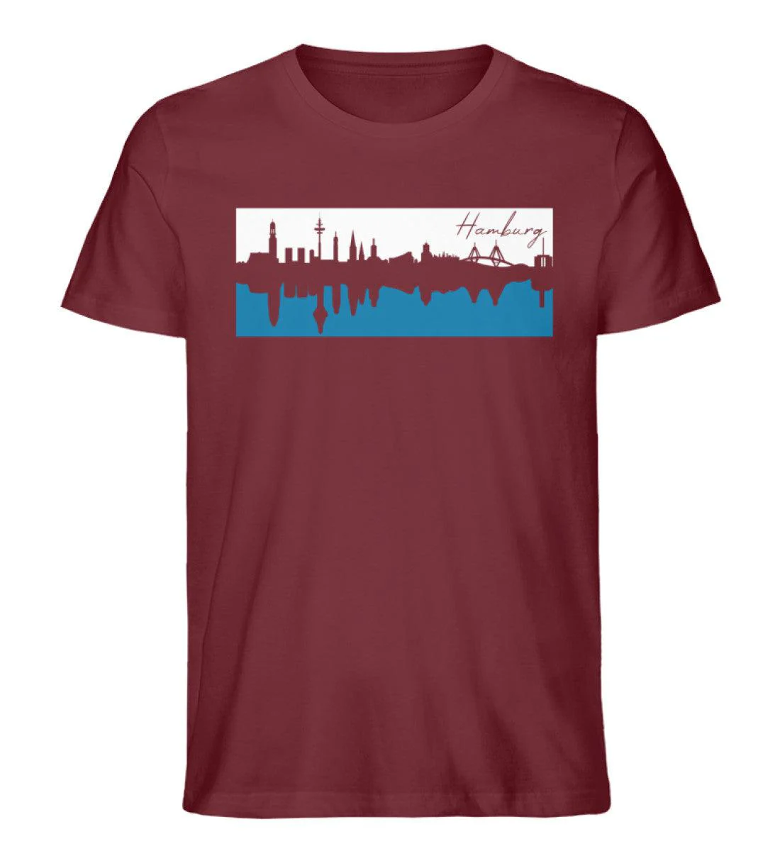 Hamburg Skyline Blau Weiss · Herren Premium Bio T-Shirt - Image 4