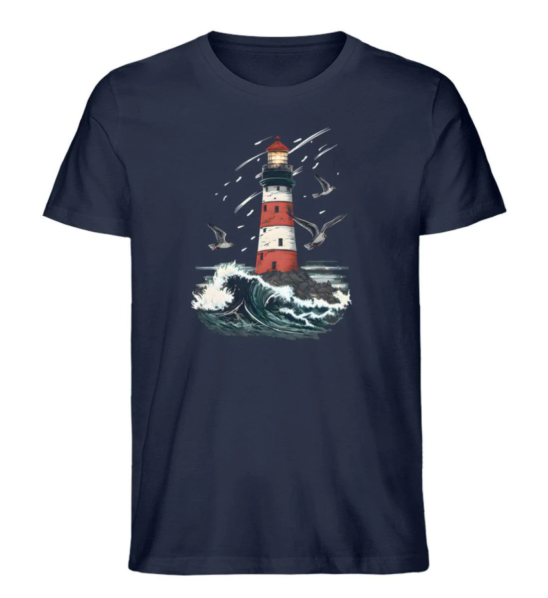 Leuchtturm Wellen · Herren Premium Bio T-Shirt - Image 2