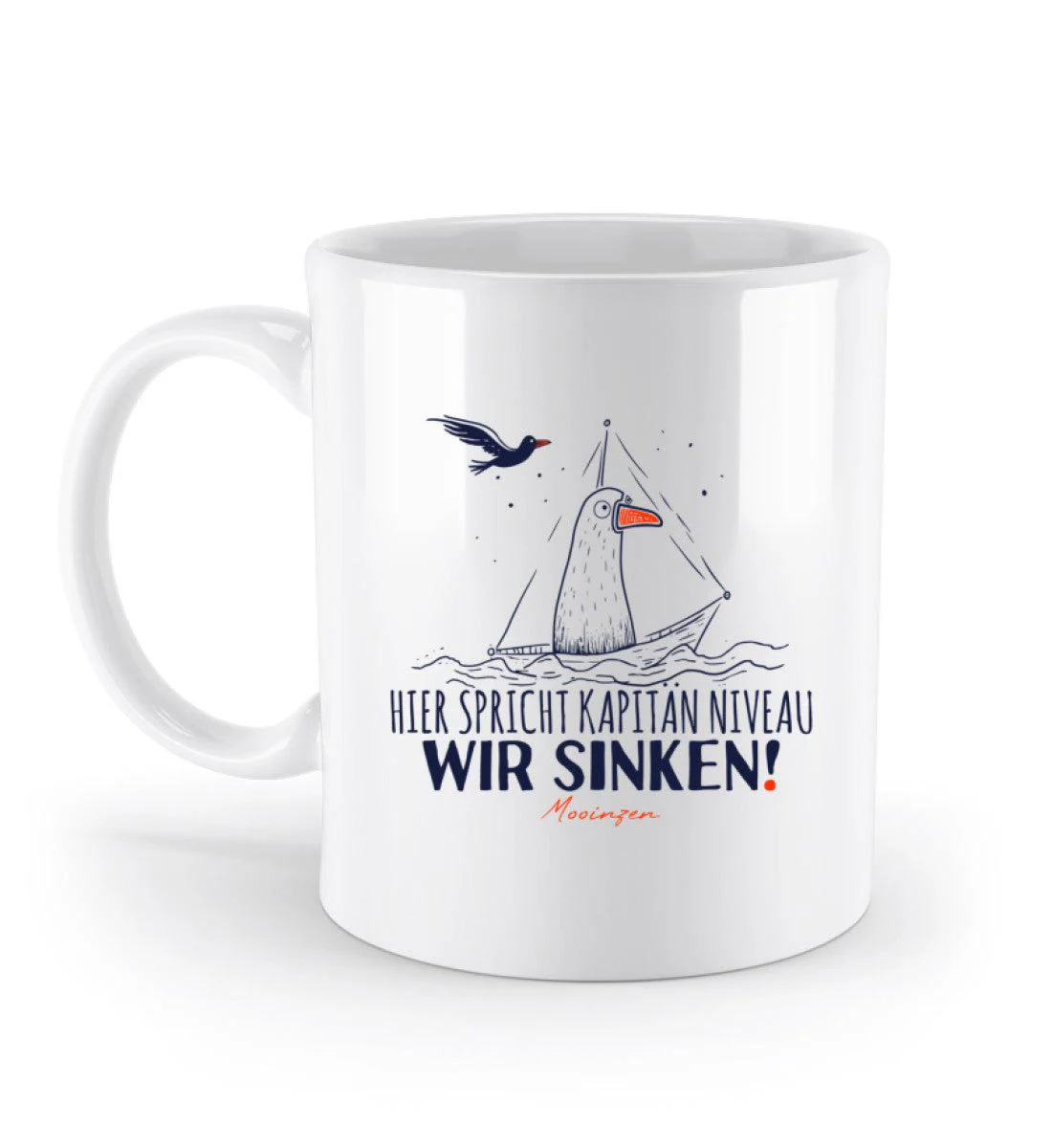 Kapitän Niveau wir sinken · Keramik Tasse weiß