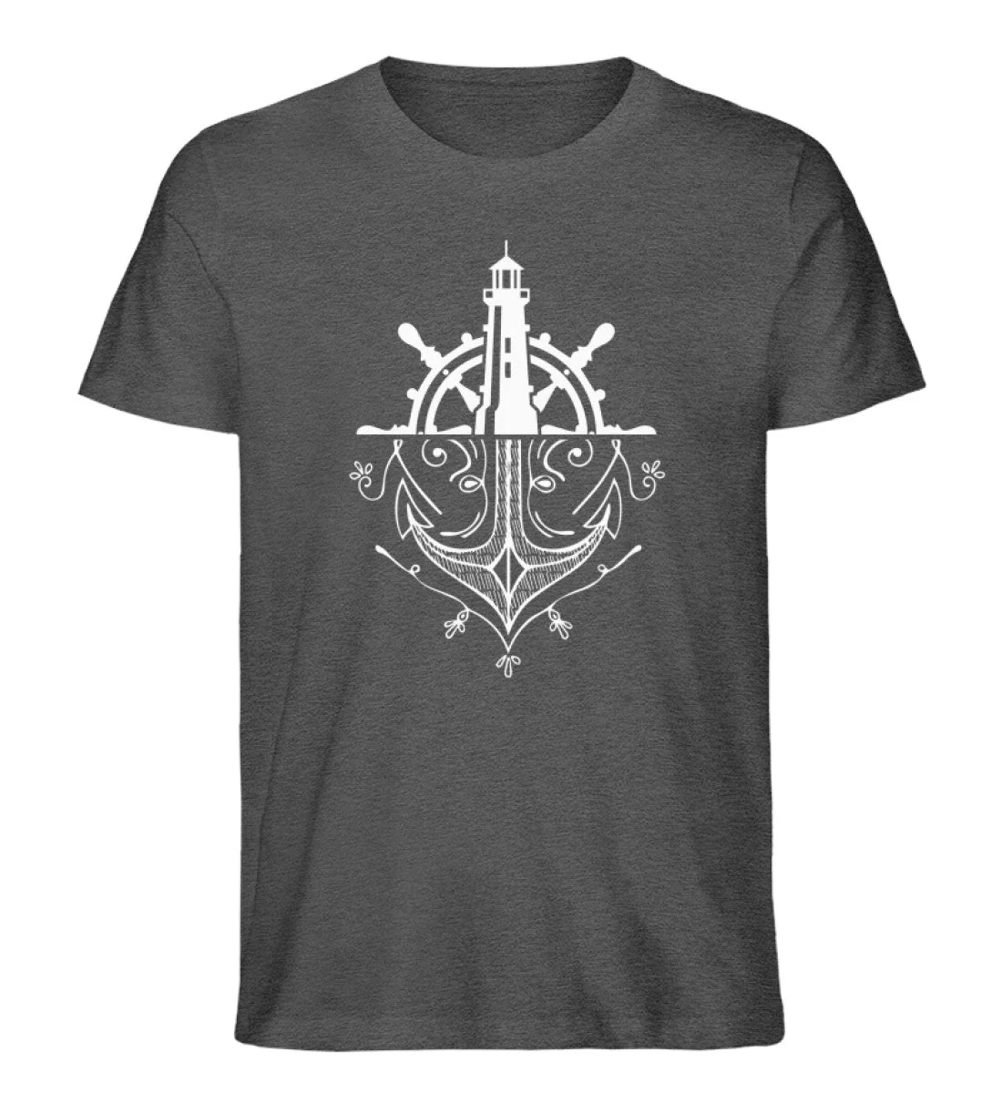 Leuchtturm Anker Steuerrad  · Herren Premium Bio T-Shirt - Image 3