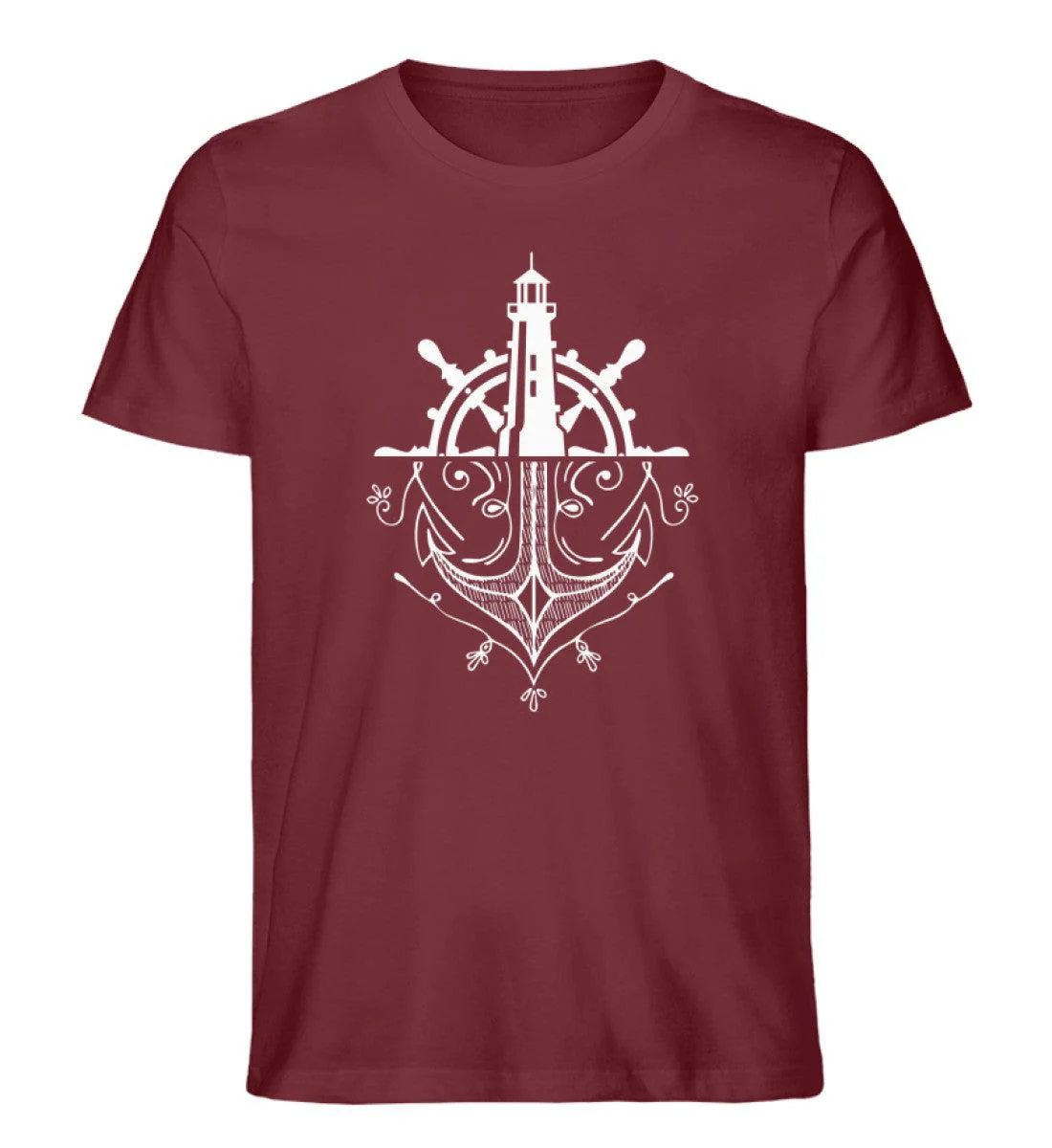 Leuchtturm Anker Steuerrad  · Herren Premium Bio T-Shirt - Image 4