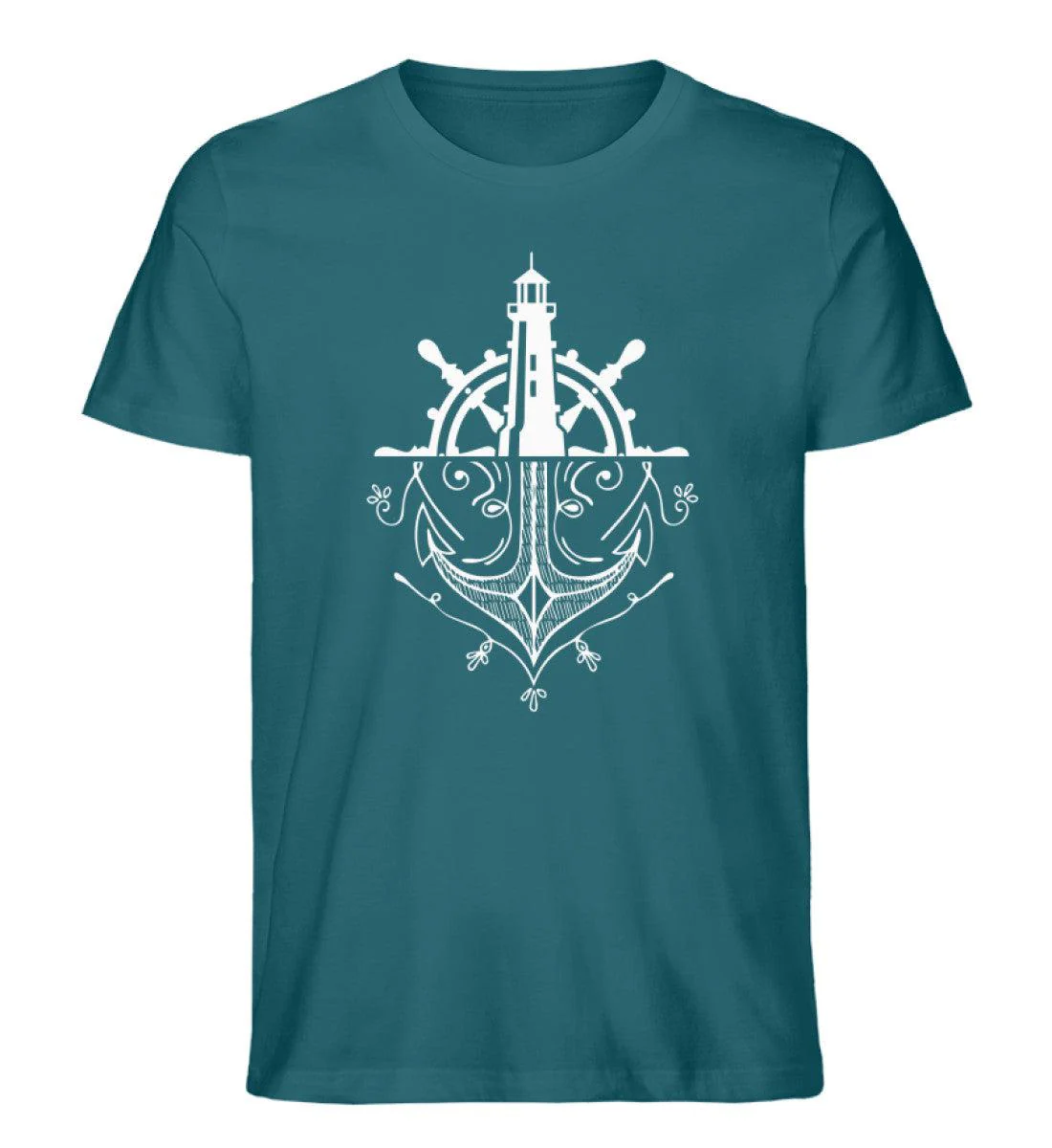Leuchtturm Anker Steuerrad  · Herren Premium Bio T-Shirt - Image 6