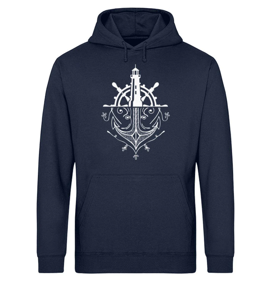 Leuchtturm Anker Steuerrad · Unisex Bio Hoodie - Image 3