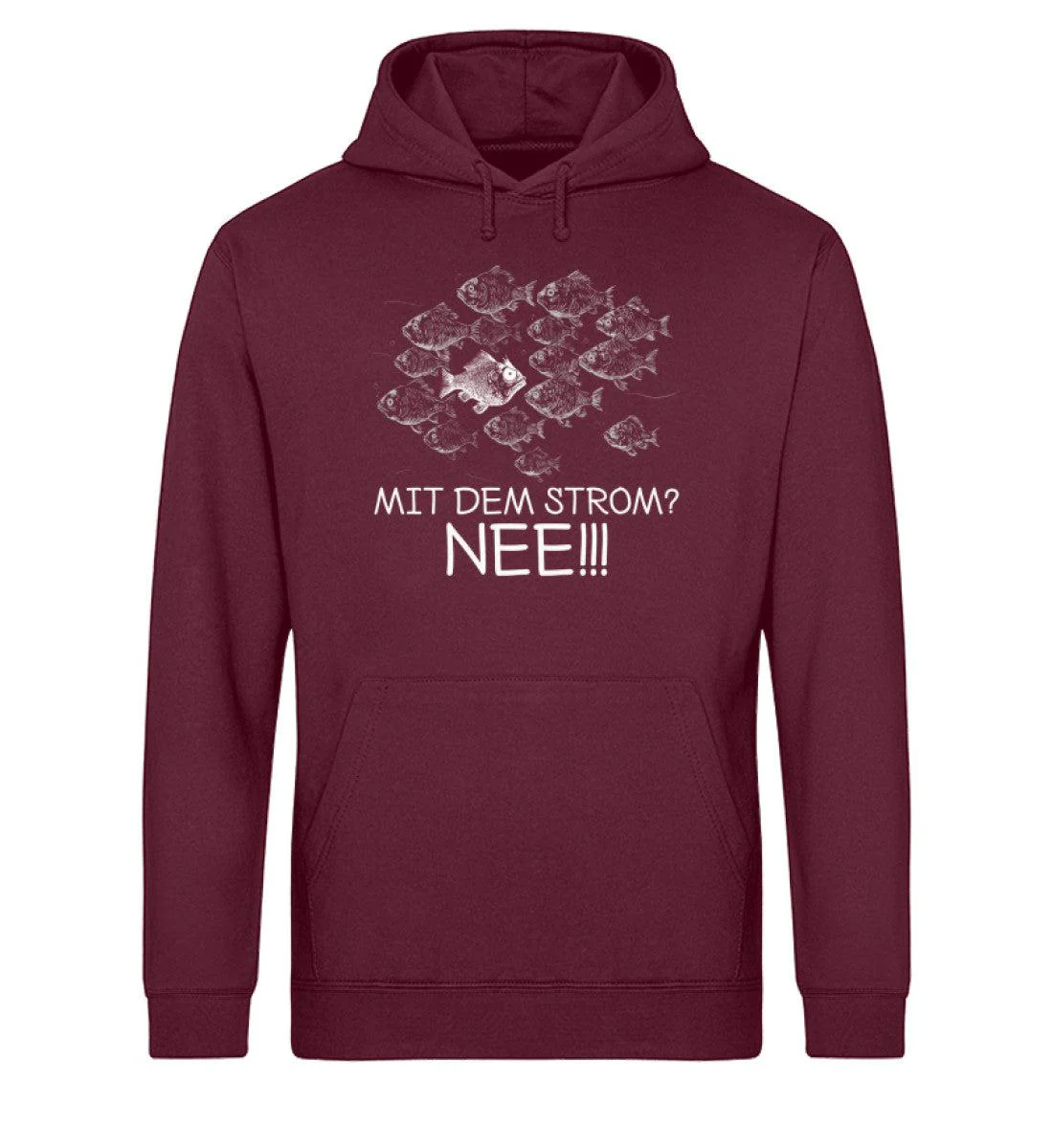 Mit dem Strom? Nee! Fisch · Unisex Bio Hoodie - Image 3