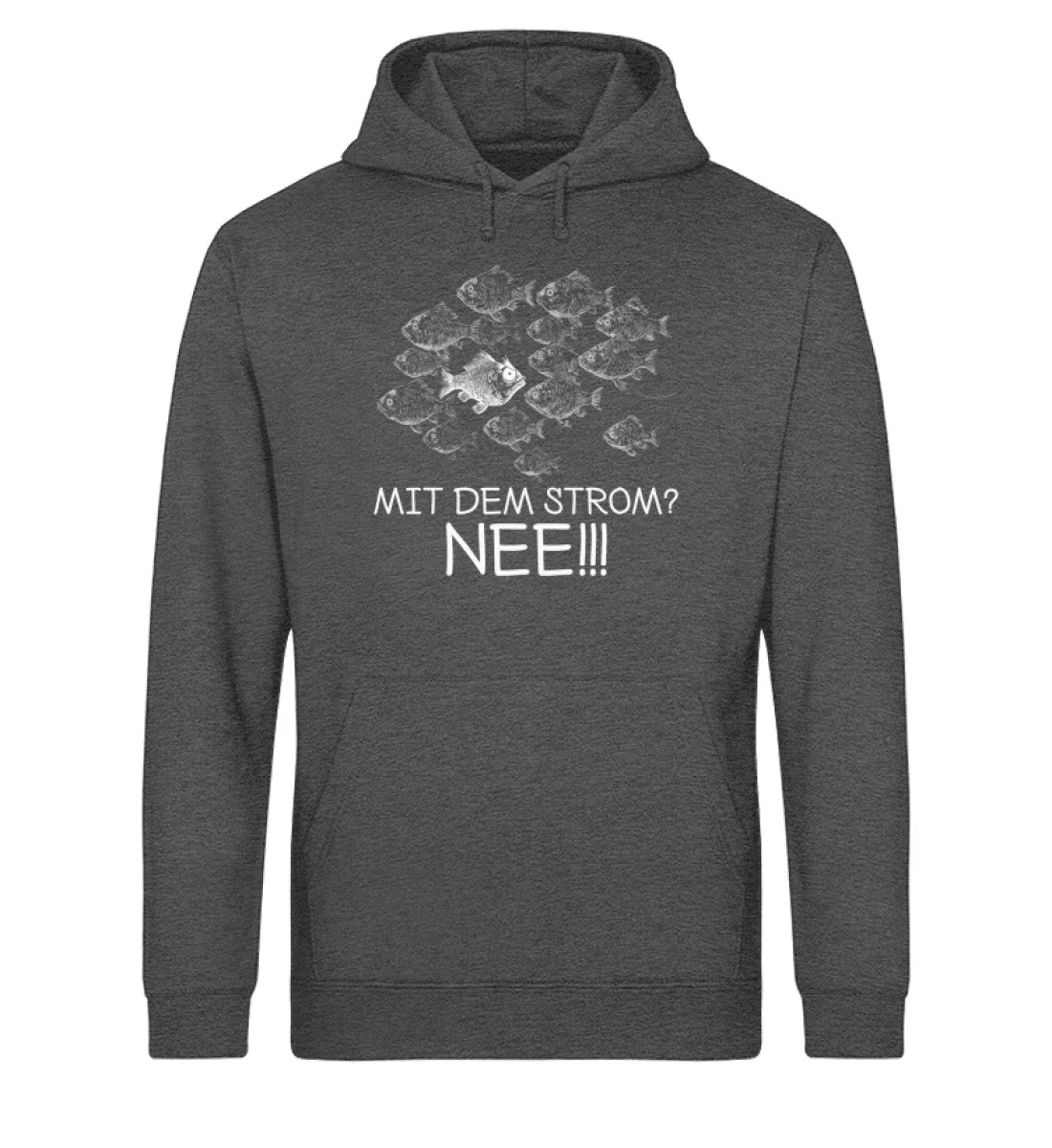 Mit dem Strom? Nee! Fisch · Unisex Bio Hoodie - Image 4