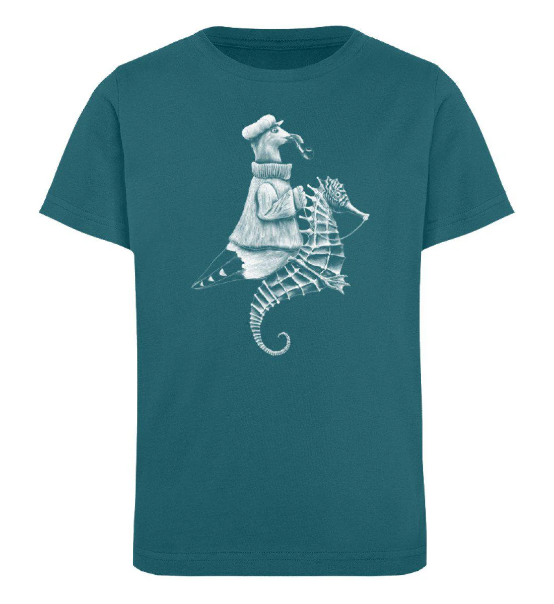 Möwe reitet Seepferdchen · Kinder Premium Bio T-Shirt - Image 2