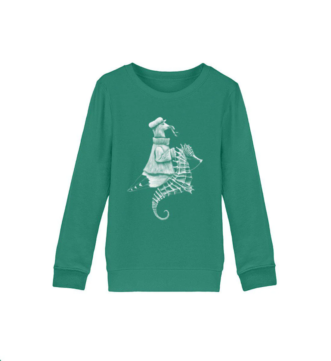 Möwe reitet Seepferdchen · Kinder Premium Bio Sweatshirt - Image 3