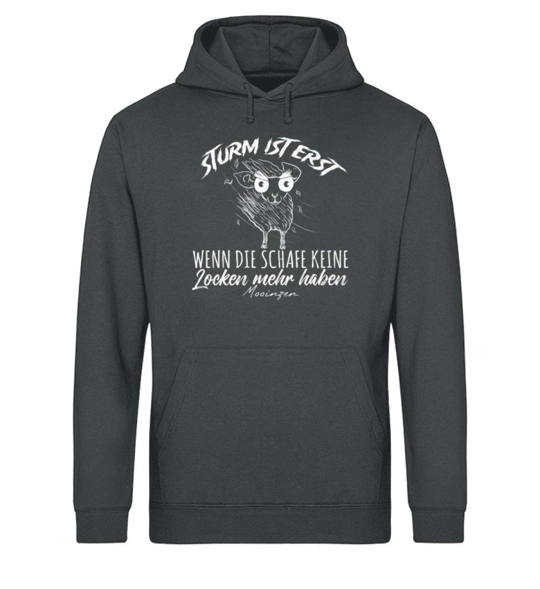 Sturm ist erst wenn die Schafe keine Locken mehr haben · Unisex Bio Hoodie - Image 4